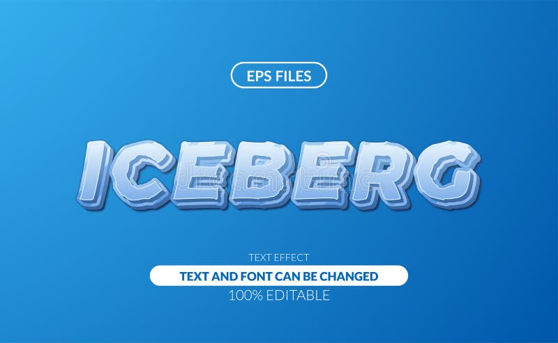 Iceberg cold 3d white blue strong carving ice editable text effect. eps vector file elegant. Iceberg cold 3d white blue strong carving ice editable text effect. eps vector file elegant