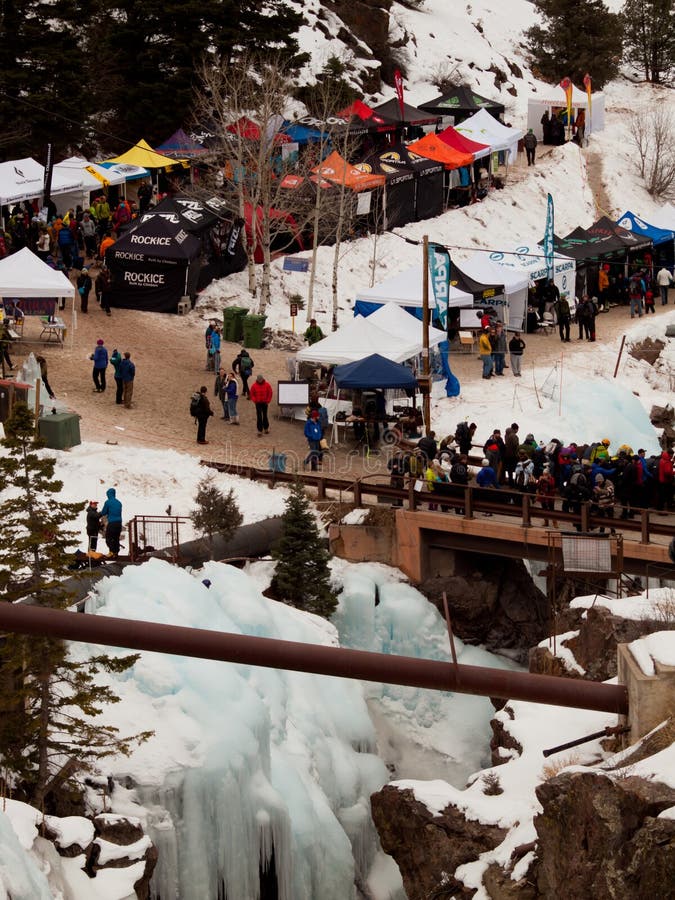 Ouray, Colorado-January 7, 2012: Annual Ice Festival with ice climbing competition. Ouray, Colorado-January 7, 2012: Annual Ice Festival with ice climbing competition.