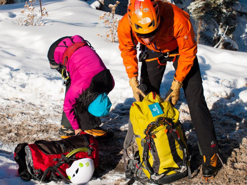 Ouray, Colorado-January 8, 2012: Annual Ice Festival with ice climbing competition. Ouray, Colorado-January 8, 2012: Annual Ice Festival with ice climbing competition.