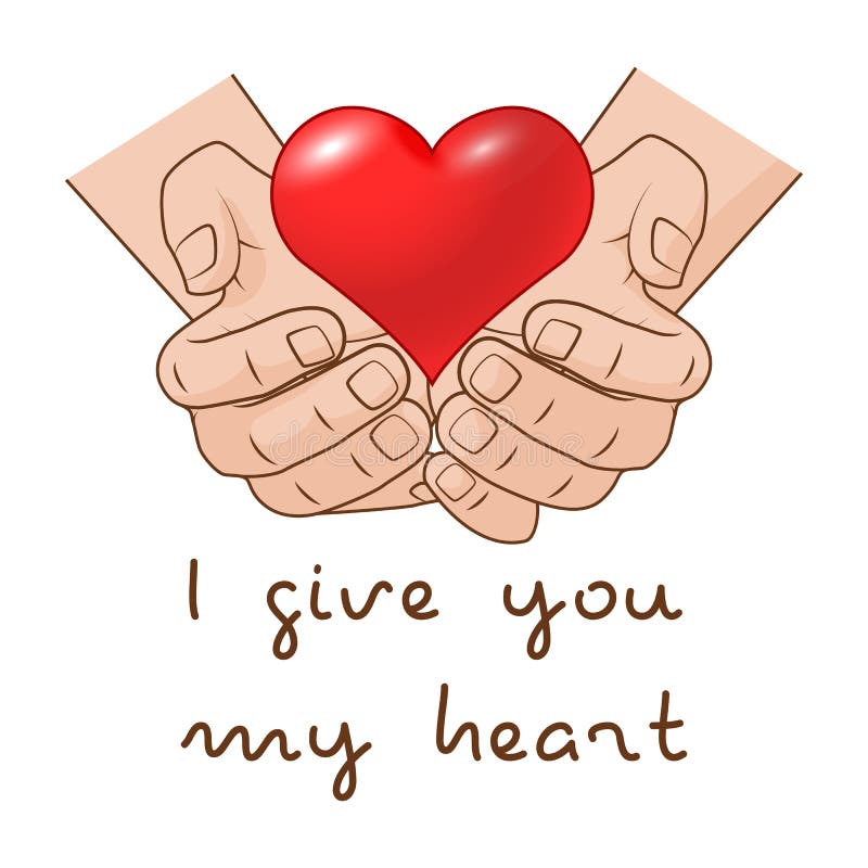 Ik geef u mijn hart Hart ter beschikking van romantisch giftconcept voor Valentijnskaartendag vector illustratie Ik geef u mijn hart Hart ter beschikking van romantisch giftconcept voor Valentijnskaartendag vector illustratie