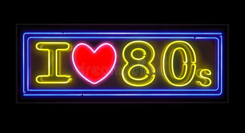 Ik houd van het teken van het de jaren '80neon vector illustratie Ik houd van het teken van het de jaren '80neon vector illustratie