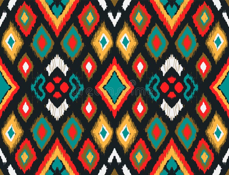 Ikat geometric folklore ornament with diamonds. Tribal ethnic vector texture. Seamless striped pattern in Aztec style. Folk embroidery. Indian, Scandinavian, Gypsy, Mexican, African rug. Ikat geometric folklore ornament with diamonds. Tribal ethnic vector texture. Seamless striped pattern in Aztec style. Folk embroidery. Indian, Scandinavian, Gypsy, Mexican, African rug.