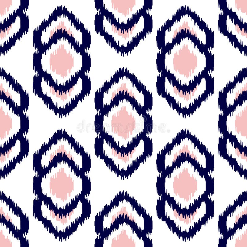 Ikat geometric seamless pattern. Pink and blue collection.