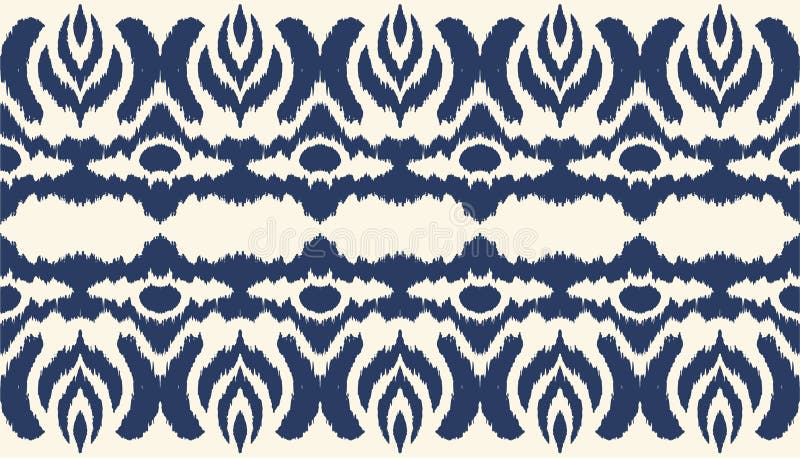 Ikat seamless border print. Vector tie dye shibori pattern with stripes and chevron.