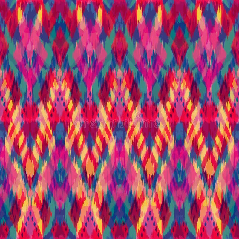 Ikat Seamless Pattern As Cloth, Curtain, Textile Design, Wallpa Stock ...