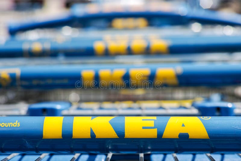 Ikea shopping carts stock photography