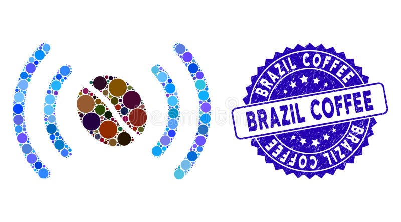 Ikon för att dölja kaffe med Wifi Spot med Grunge Brasilien Kaffesal stock illustrationer
