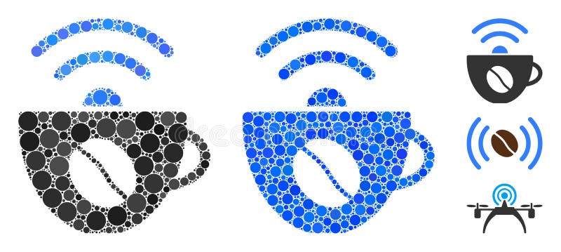 Ikon för cirklar för kaffets WiFi-källsammansättning stock illustrationer