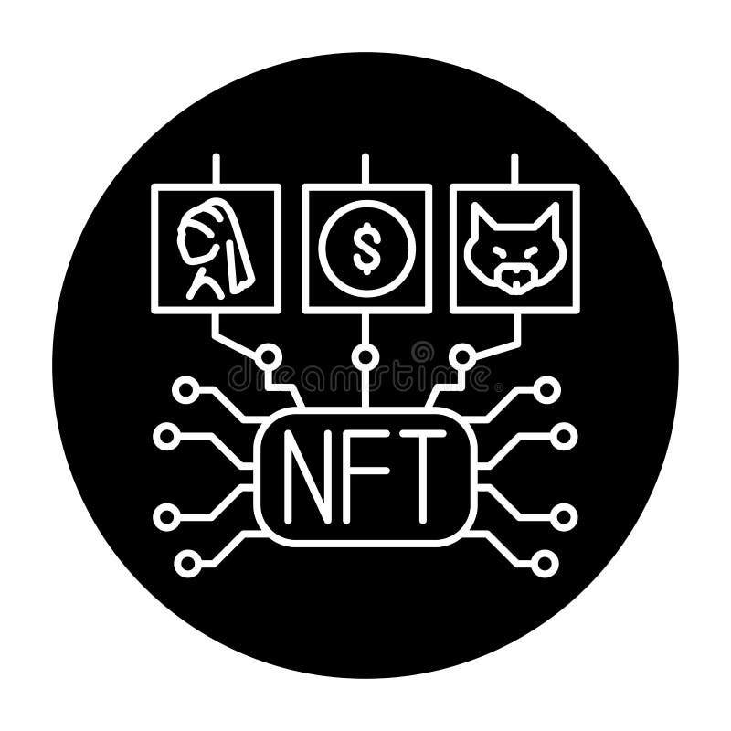 Ikon för fungibel ekonomisk färgrad. blockkedjeteknik i digital kryptokonst. piktogram för webbsida.