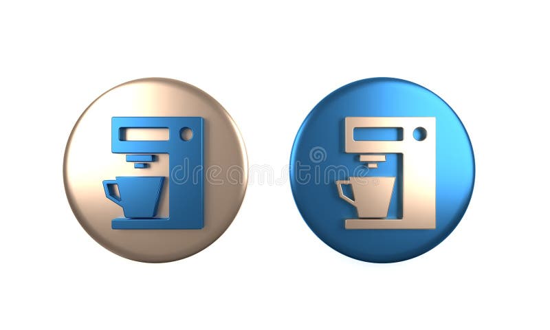 Ikon för färgad kaffebryggare isolerad på vit bakgrund. illustration av cirkelknapp 3d-rendering stock illustrationer