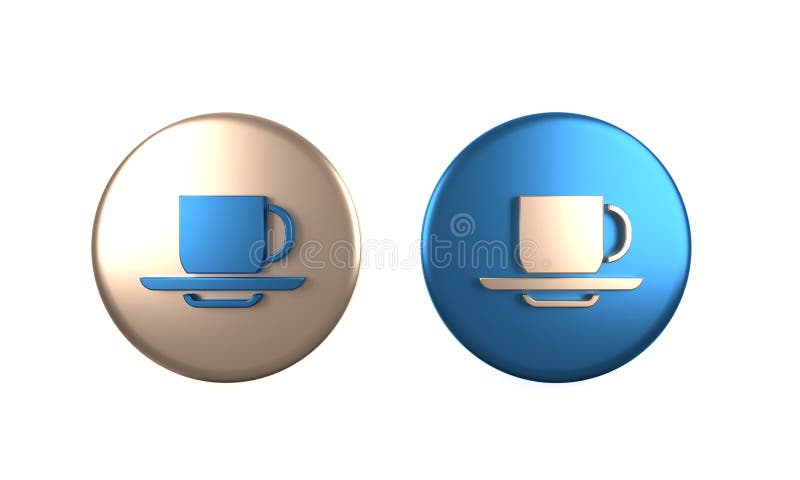 Ikon för färgkaffe isolerad på vit bakgrund. tekopp. kaffe med varmt glas. illustration av cirkelknapp 3d-rendering royaltyfri illustrationer