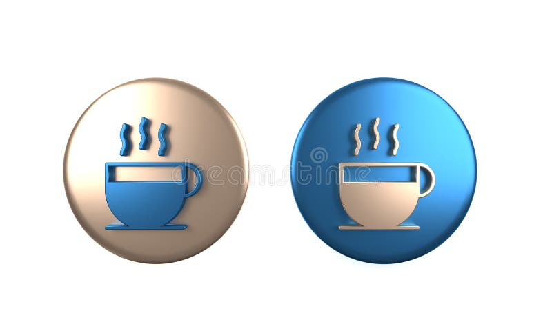 Ikon för färgkaffe isolerad på vit bakgrund. tekopp. kaffe med varmt glas. illustration av cirkelknapp 3d-rendering stock illustrationer
