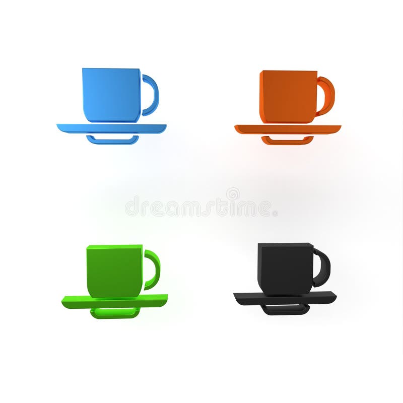 Ikon för färgkaffe isolerad på vit bakgrund. tekopp. kaffe med varmt glas. minimalistisk princip 3d-rendering stock illustrationer