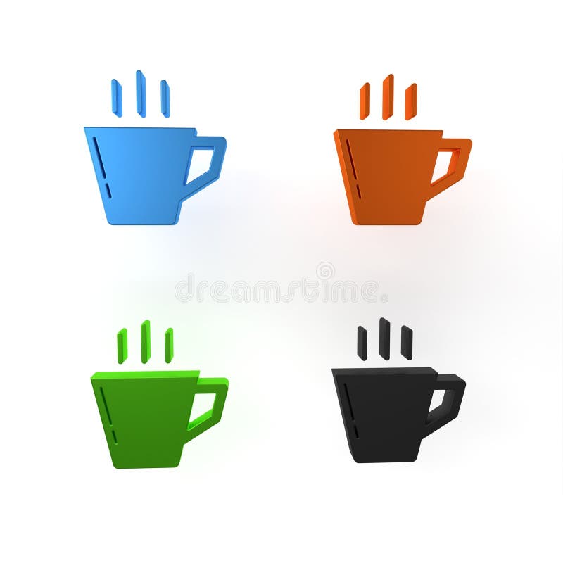Ikon för färgkaffe isolerad på vit bakgrund. tekopp. kaffe med varmt glas. minimalistisk princip 3d-rendering stock illustrationer