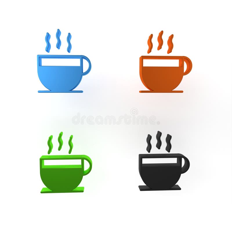 Ikon för färgkaffe isolerad på vit bakgrund. tekopp. kaffe med varmt glas. minimalistisk princip 3d-rendering vektor illustrationer