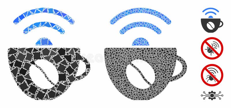 Ikon för kaffewifi-källsammansättning för objekt i grupp stock illustrationer