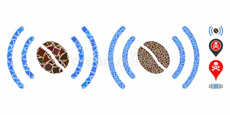 Ikon för kaffewifi-spot-mosaik av tåliga artiklar vektor illustrationer