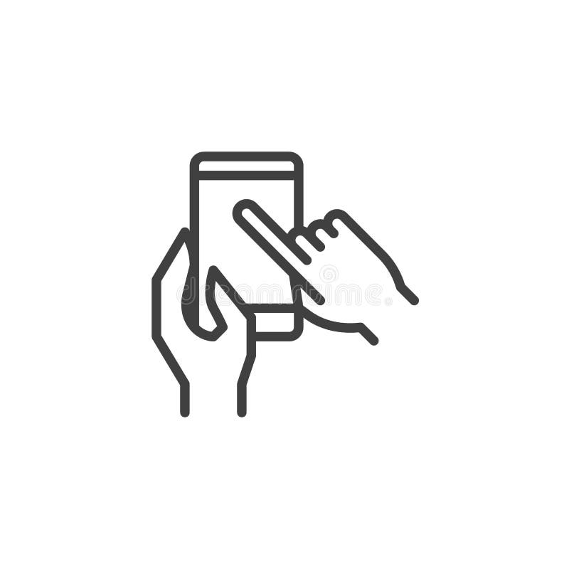 Ikon för pekskärmslinje för mobiltelefon stock illustrationer