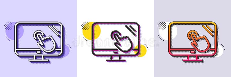 Ikon för pekskärmslinje. Testsignatur för onlinefrågeformulär. Raster, prickat mönster. Vector royaltyfri illustrationer