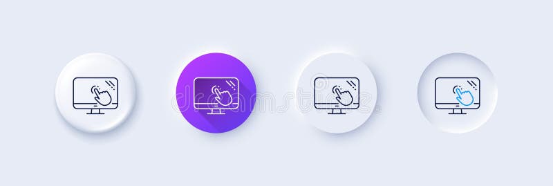 Ikon för pekskärmslinje. testtecken för onlinefrågeformulär. linjeikoner. vektor royaltyfri illustrationer
