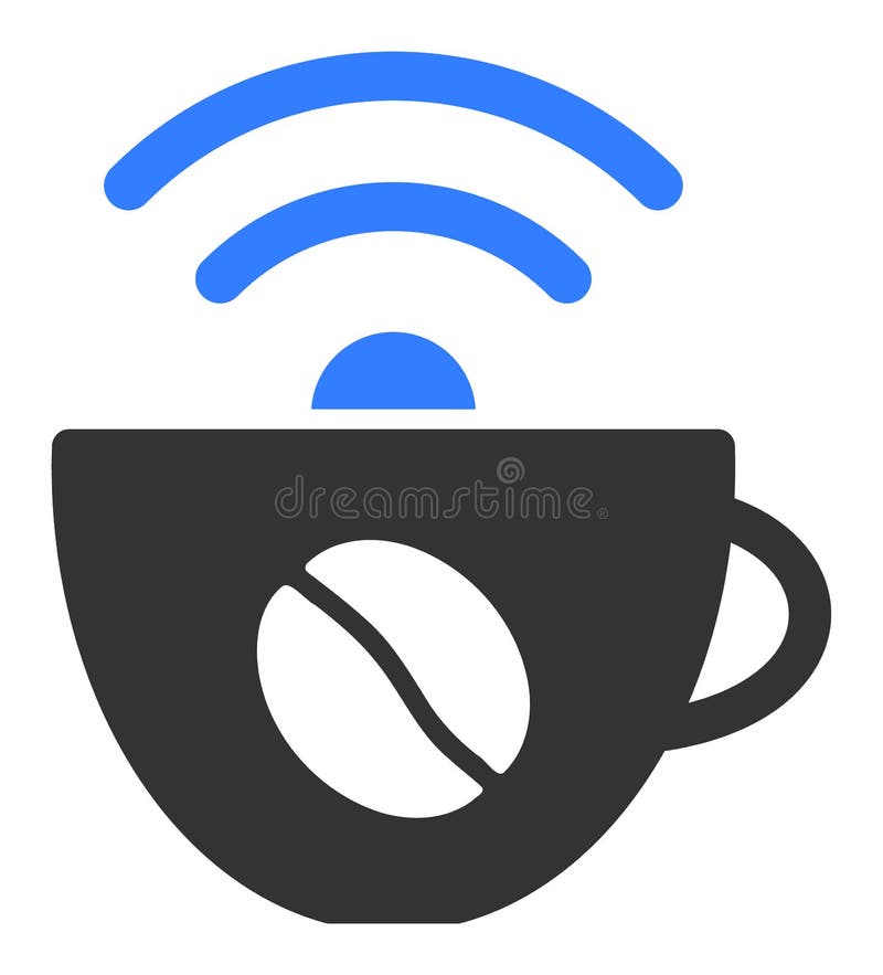 Ikon för platta vektorkaffe-WiFi-källa royaltyfri illustrationer