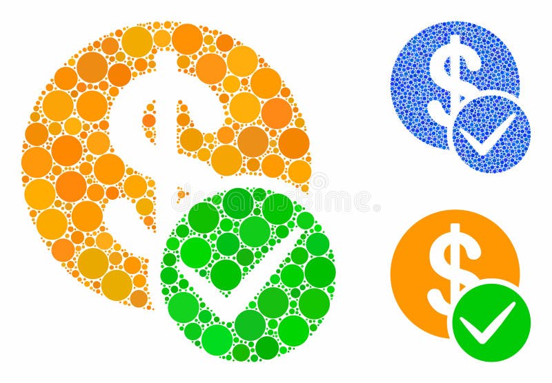 Valid dollar coin mosaic of circle elements in various sizes and color hues, based on valid dollar coin icon. Vector circle elements are grouped into blue mosaic. Valid dollar coin mosaic of circle elements in various sizes and color hues, based on valid dollar coin icon. Vector circle elements are grouped into blue mosaic