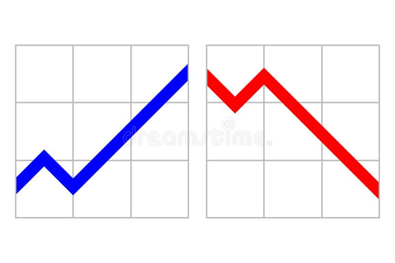 Ikon för uppåt och nedåt i finansiella diagram royaltyfri illustrationer