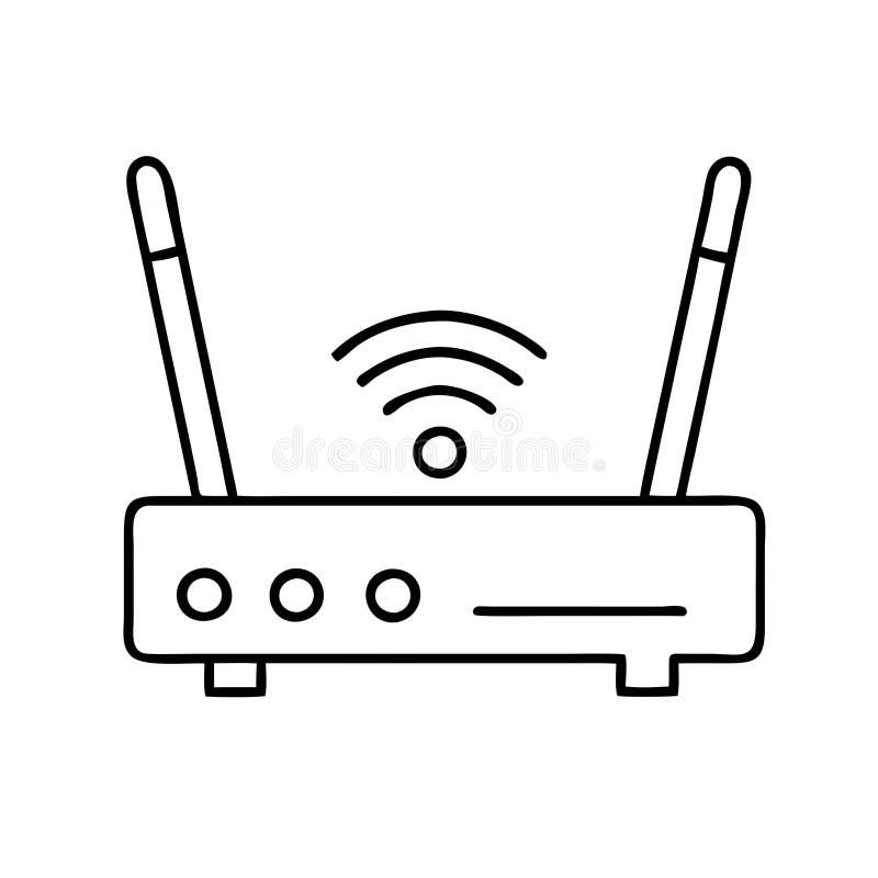 Ikon för wifi-router : hotspot lan modem för trådlös internetanslutning royaltyfri illustrationer