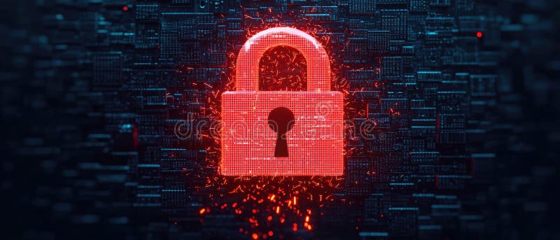 Ikona blokady cyfrowej w tle cyberbezpieczeństwa zdjęcia royalty free
