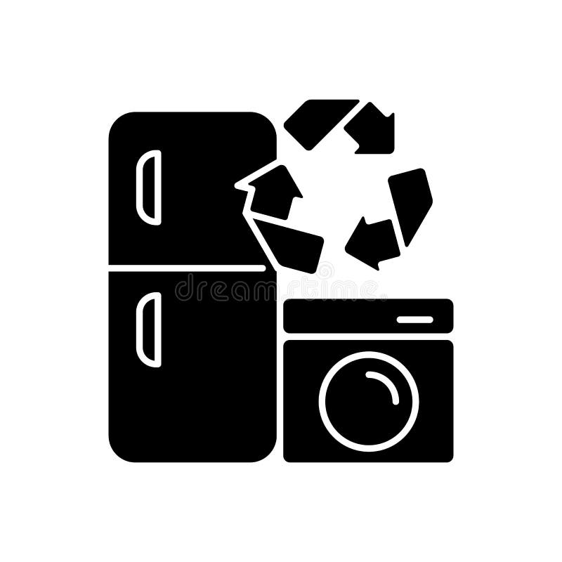 Ikona czarnego glifu programu recyklingu urządzenia ilustracja wektor