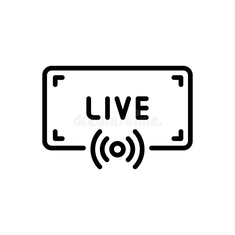 Ikona czarnej linii dla wideo online na żywo i strumienia ilustracji