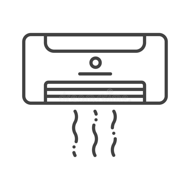 Ikona czarnej linii klimatyzatora Objaw hotelu Piktogram dla strony sieci Web, aplikacji mobilnej, promocji Element projektu inte ilustracji