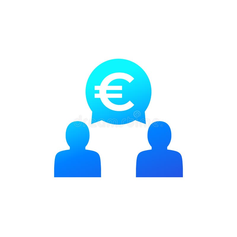 money discussion icon with euro, eps 10 file, easy to edit. money discussion icon with euro, eps 10 file, easy to edit