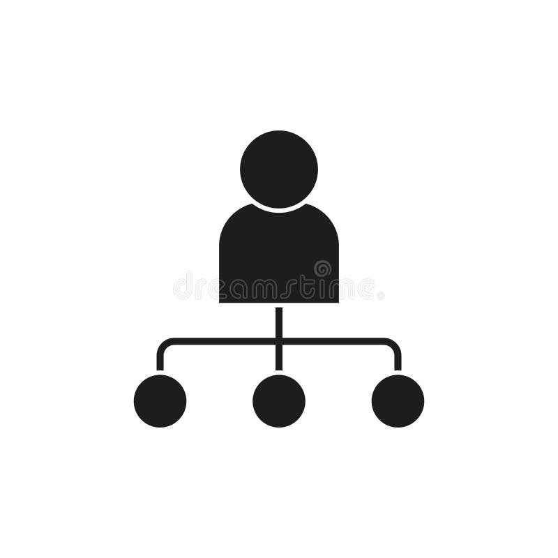 Ikona hierarchii. osoba z połączeniami. symbol sieci społecznej. grafika wektorowa płaska. royalty ilustracja