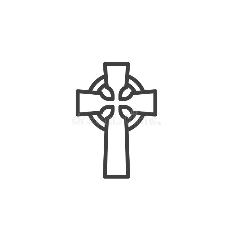 Ikona krzyżyka celtycka. liniowy znak stylu dla koncepcji mobilnej i projektowania stron internetowych. ikona wektora konturu krzyża irlandzkiego. ilustracja logo symbolu. grafika wektorowa