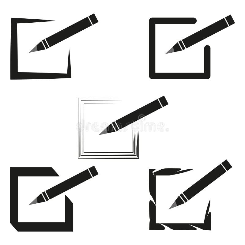 Ikona kwadratu ołówka. edytowalny symbol pisma. element wektora twórczego. nowoczesny czarny kształt. ilustracja wektor