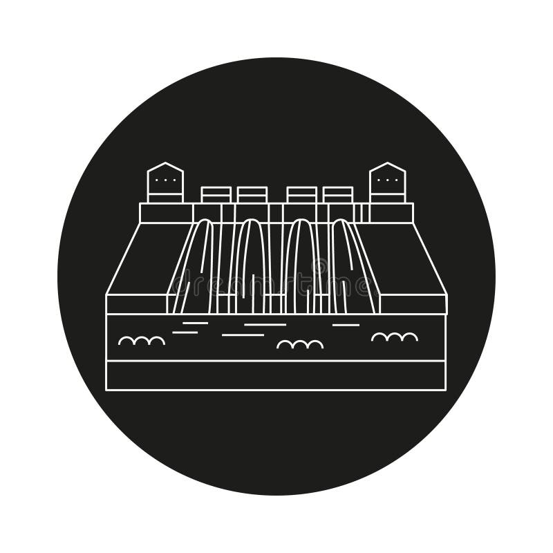 Ikona linii kolorowej elektrowni wodnej. alternatywne źródło energii ilustracji