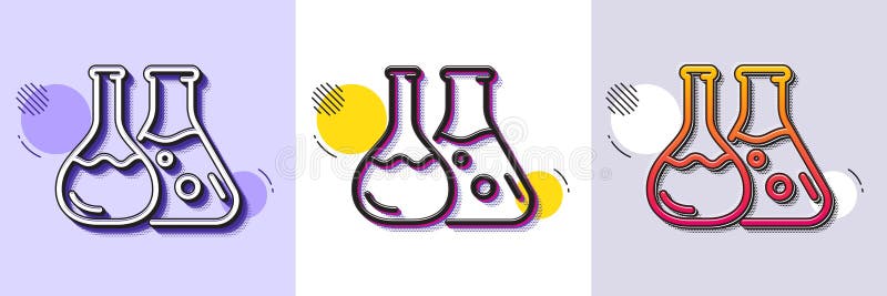 Ikona linii laboratorium chemicznego. Kolba laboratoryjna. Analiza. Półtonowy deseń kropkowany. Wektor royalty ilustracja