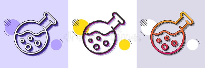 Ikona linii laboratorium chemicznego. Kolba laboratoryjna. Analiza. Półtonowy deseń kropkowany. Wektor royalty ilustracja