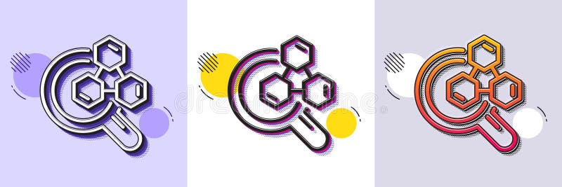 Ikona linii laboratorium chemicznego. Objaw badawczy laboratorium. Analiza. Półtonowy deseń kropkowany. Wektor ilustracji
