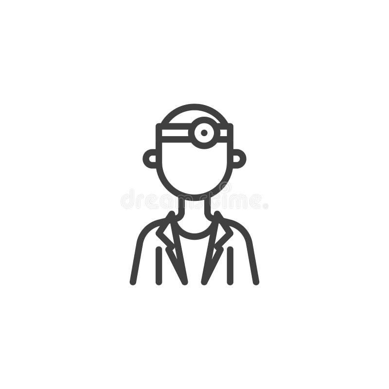 Ikona linii lustra głowy lekarza liniowy znak stylu dla koncepcji mobilnej i projektowania stron internetowych Ikona wektora jednolitego konturu lekarza Symbol opieki zdrowotnej, ilustracja logo Grafika wektorowa