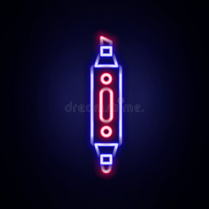 Ikona pióra znacznikowego świecącego neonu wyizolowana na tle ściany ceglanej. Koncepcja kolorowego konturu. Wektor ilustracji