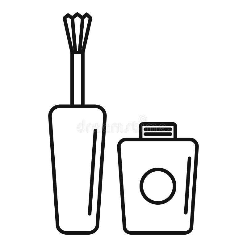 Ikona polskiej pędzla do paznokci, styl konturu ilustracja wektor Ikona polskiej pędzla do paznokci, styl konturu ilustracja wektor