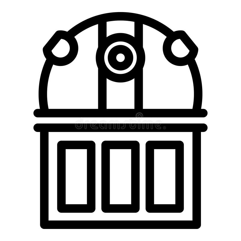 Ikona prostej sztuki liniowej fasady budynku obserwatorium ilustracja wektor