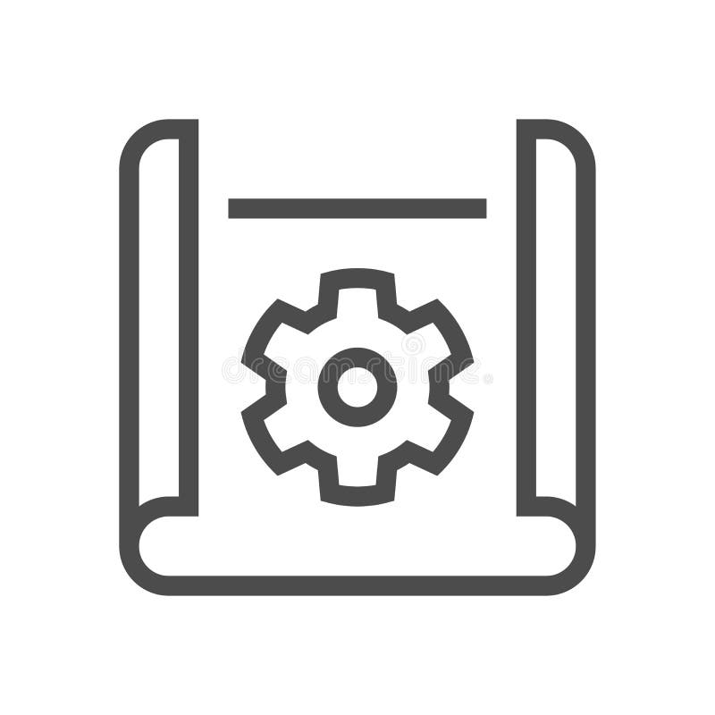 Ikona rysunku inżynieryjnego. Projektowanie ikon wektora koncepcyjnego rysunku technicznego na biało