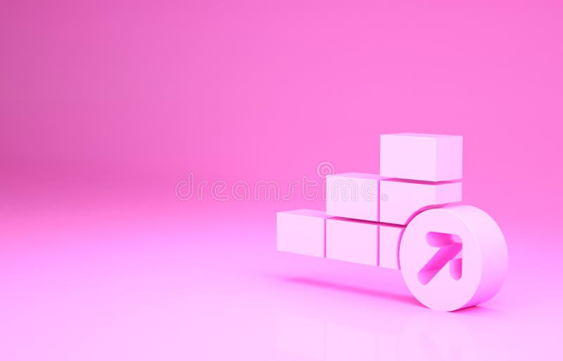 Ikona różowego wzrostu finansowego wyizolowana na różowym tle. wzrost dochodów. minimalizm koncepcja 3d ilustracja 3d ilustracji