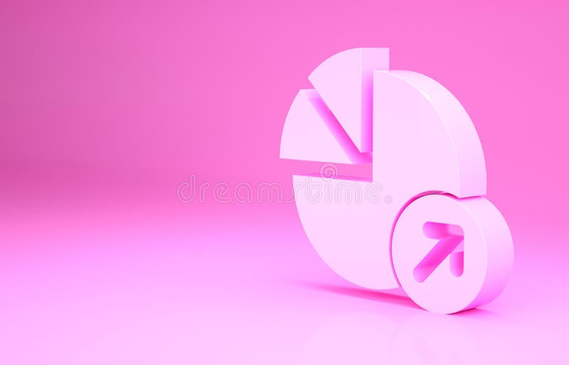 Ikona różowego wzrostu finansowego wyizolowana na różowym tle. wzrost dochodów. minimalizm koncepcja 3d ilustracja 3d ilustracji