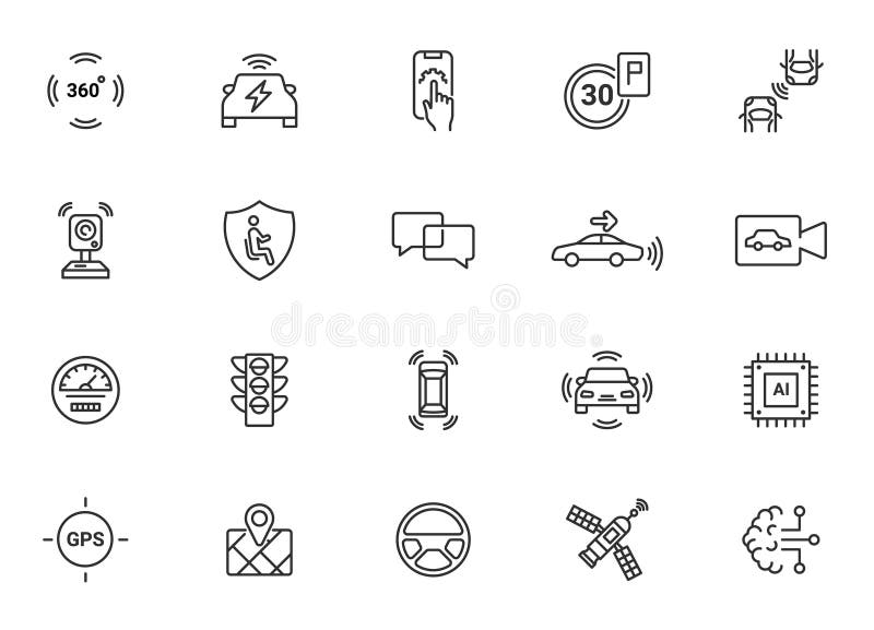 Ikona samojezdnej samochodu inteligentnego. automatyczny pilot automatyczny pilot inteligentnego samochodu podłącz ikonę autonomic ilustracja wektor