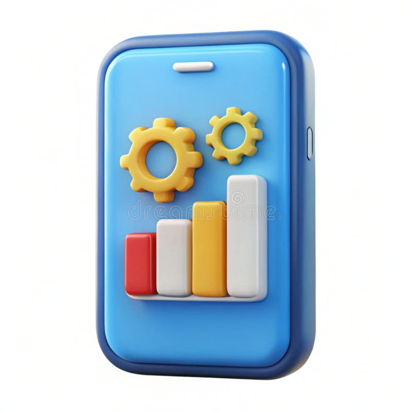 Ikona seo mobile optization 3d na białym tle ilustracji