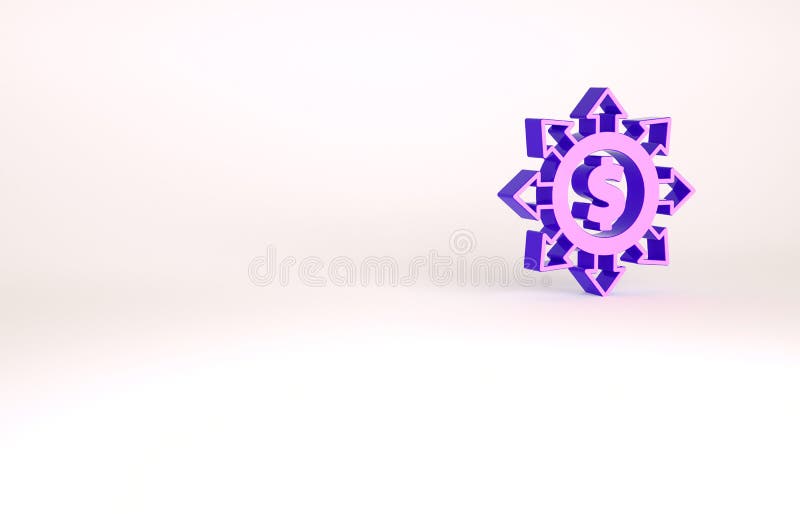 Purple Dollar, share, network icon isolated on white background. Minimalism concept. 3d illustration 3D render. Purple Dollar, share, network icon isolated on white background. Minimalism concept. 3d illustration 3D render.
